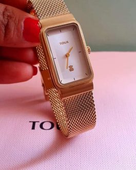Reloj Squared Mesh – acero – rosa dorado – Ø: 18 mm-TOUS